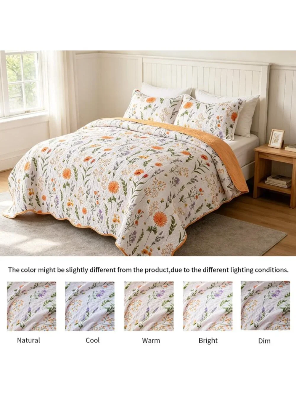 Oversized Floral Quilt Set - Cottage Core Shabby Chic Bedding - Boho Ditsy